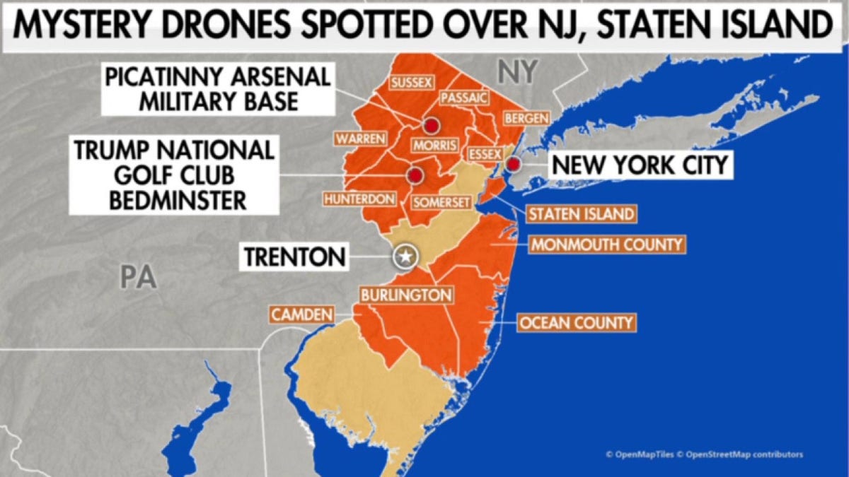 New Jersey drone sighting map