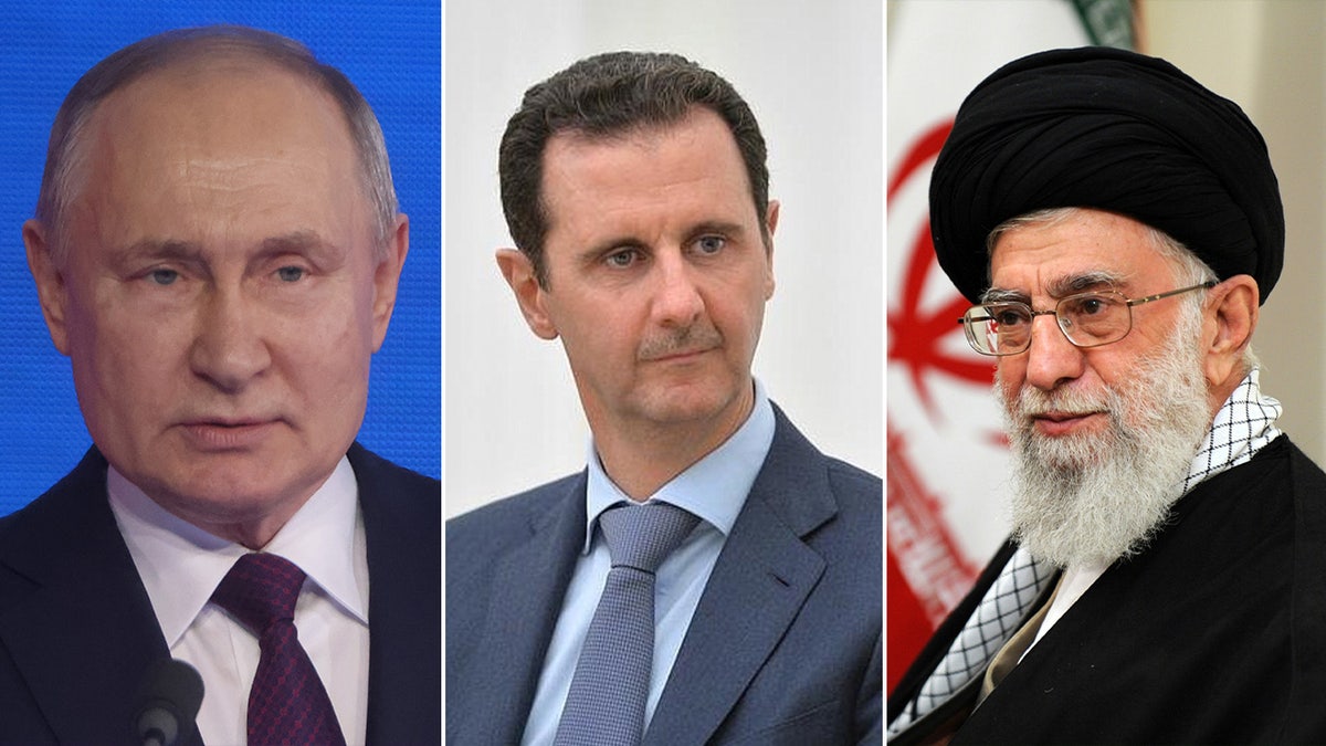 Russian President Vladimir Putin, Syrian President Bashar al-Assad and Iran's Ayatollah Ali Khamenei