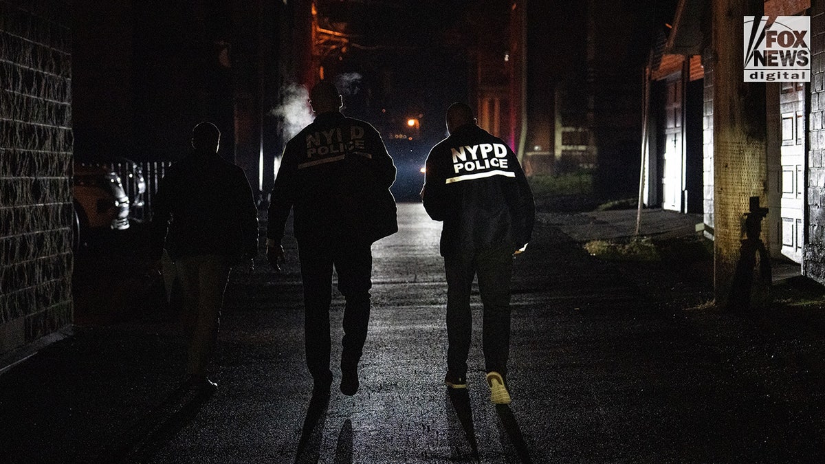 NYPD officers walk through Altoona, Pennsylvania