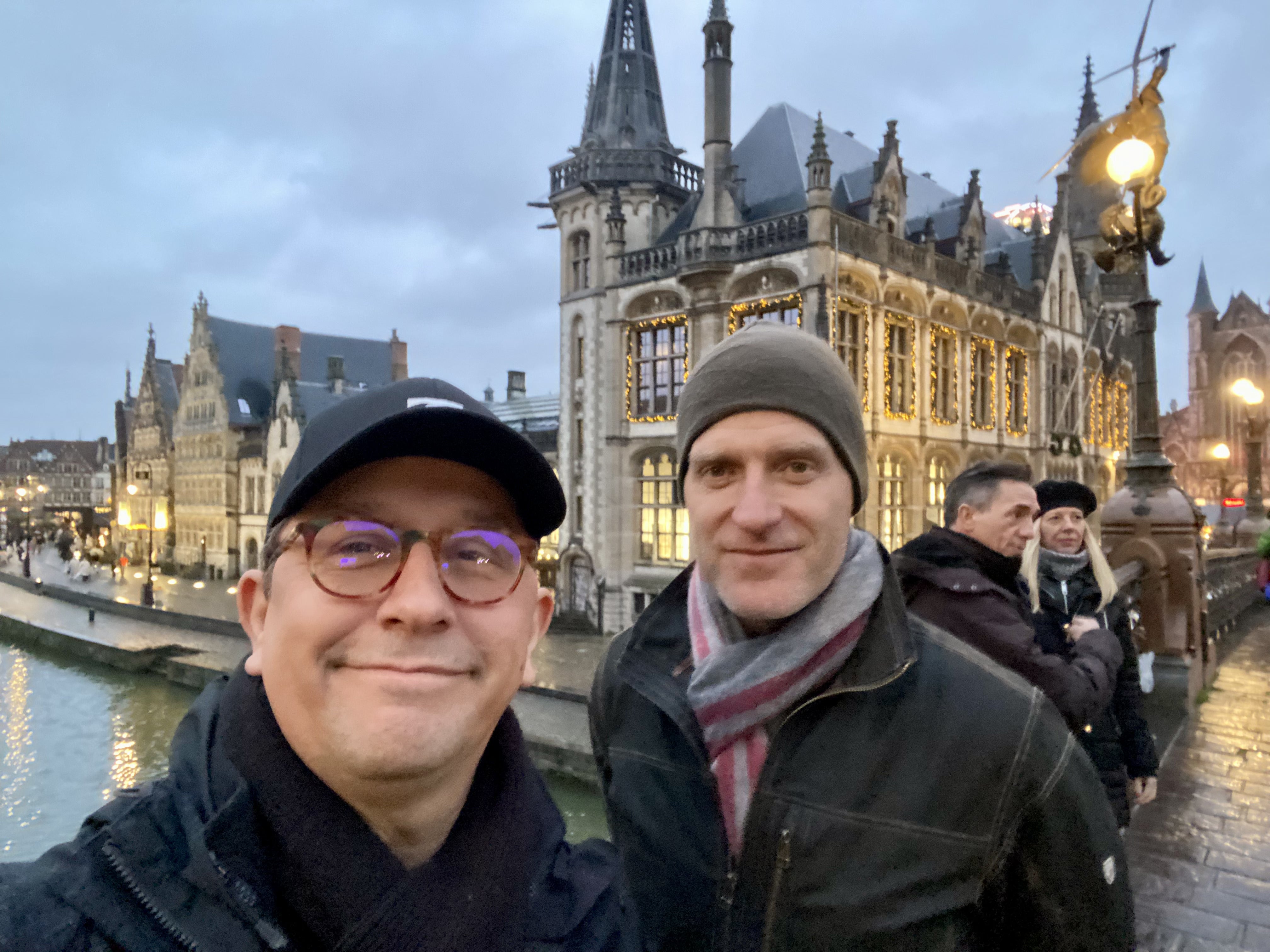 Jason, pictured left, with his friend Eric on holiday in Belgium