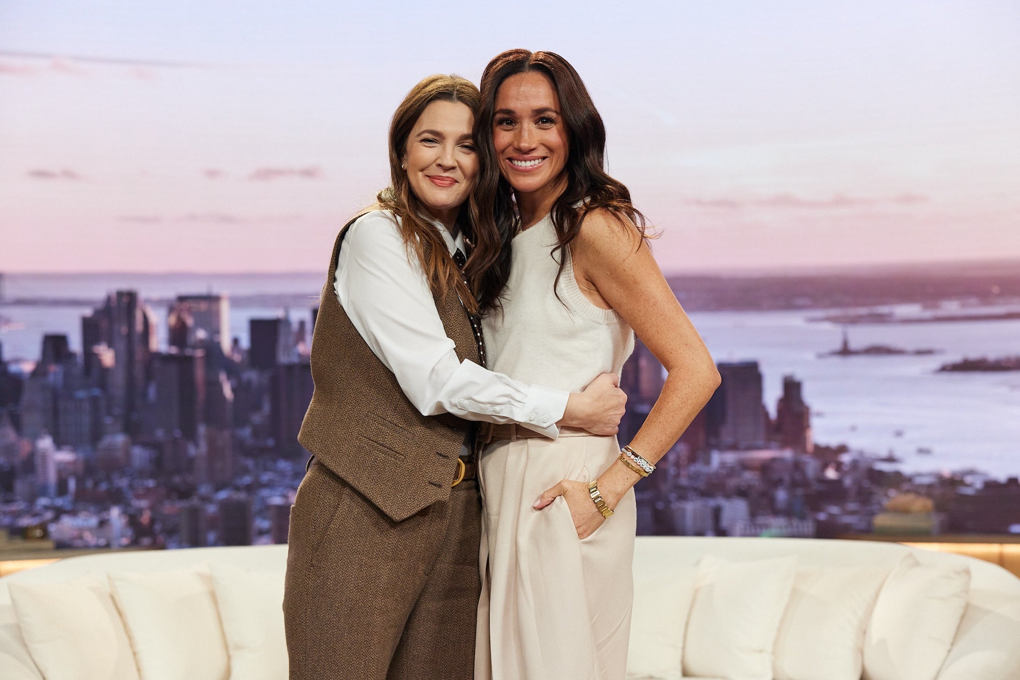 Meghan Markle (right) made an appearance on Drew Barrymore’s talk show to promote her new Netflix series, ‘With Love, Meghan’