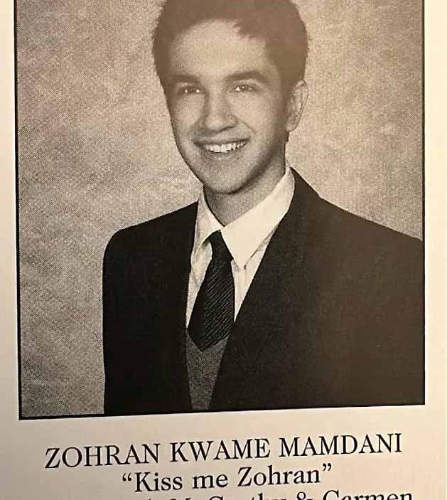 Zohran Mamdani pictured while in high school at Bronx High School of Science above the caption ‘kiss me Zohran’. — The Telegraph