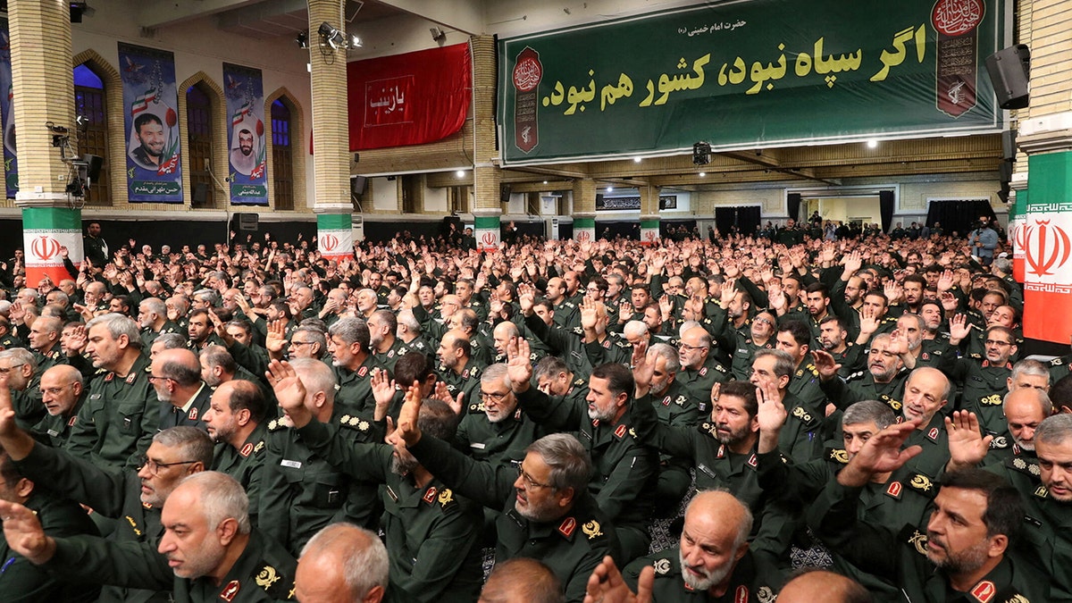 Islamic Revolutionary Guard Corps members gather in Tehran